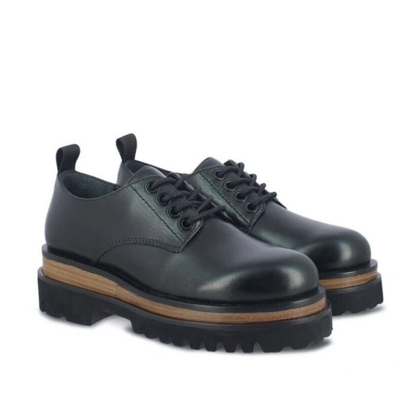 $220 SAINT G Erica Shoes DERBY LOAFFER BLACK LEATHER PLATFORM size 10 NWOB - Picture 1 of 8